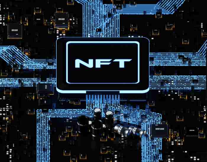 Blue Backlit NFT Blockchain Concept