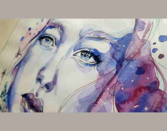 Watercolor Drawing Of Woman Face