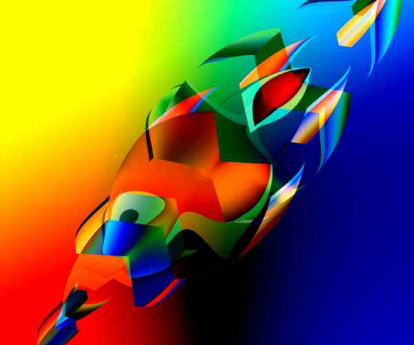 Interesting Colorful Abstract 3d Fish. Art Illustration. Digitally Generated Image.